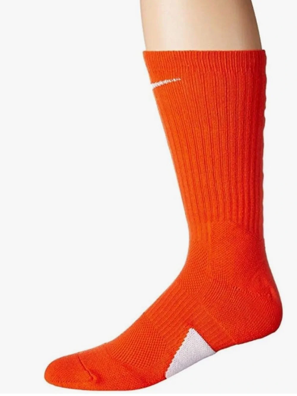 NWT Dri-FIT Elite Crew Basketball Crew Socks Bright Orange with White Accents L